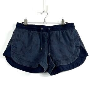 Athleta Beachside Bali Linen Shorts 211109 Pull On Navy Camo Womens 2